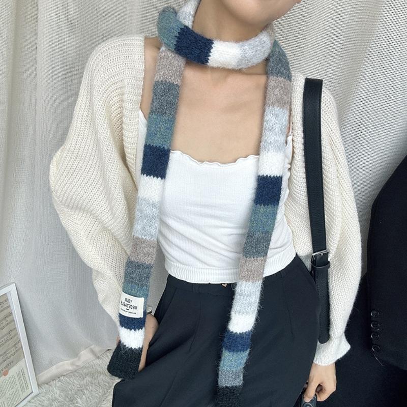 Colorblocks Striped Scarf Soft Comfortable Scarves Autumn Winter Neckerchief for Autumn and Winter Comfortable