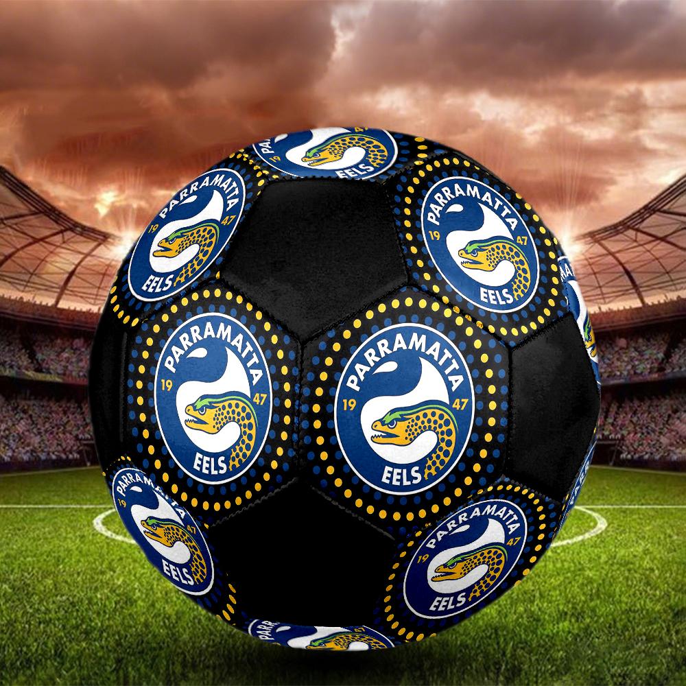 SIZE 5 Parramatta Eels Soccer Ball Colorful All Ages Machine Stitched PVC Competition Ready Durable High-Bounce
