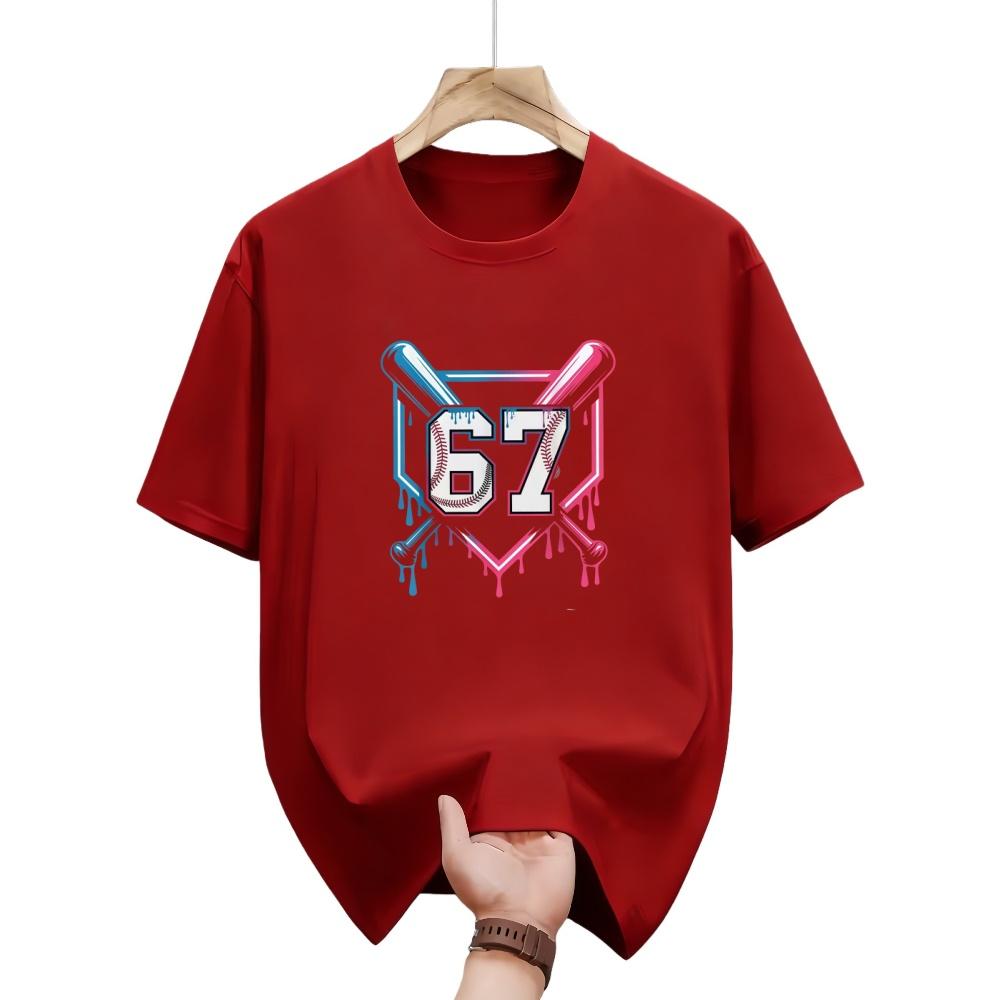 

Baseball No 67 donut drip pattern Mens and womens fashionable shortsleeved Tshirt for summer casual S