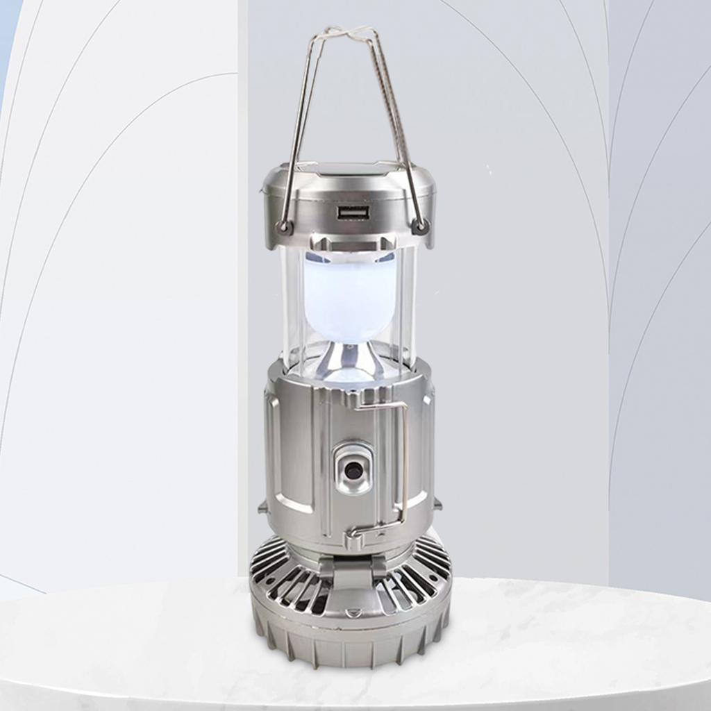 Foldable Camping Lantern Fan Solar/Rechargeable/Battery Powered 1500mAh LED Lantern Handheld Fan Waterproof Power Bank with Hook