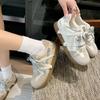 White Retro Versatile Flat-bottomed Inner Height-increasing German Training Shoes for Women's 2025 New Summer Thin Casual Sports Board Shoes