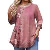 Top Moda da Donna Stampa Floreale Taglie Forti Manica 3/4 Orlo Arrotondato Girocollo