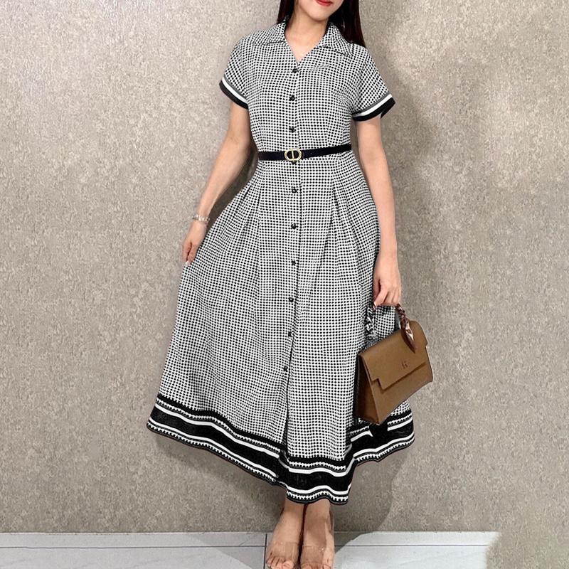 ZANZEA Women Turn Down Collar Summer Casual Short Sleeve Dress