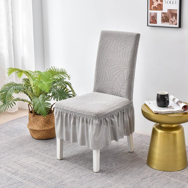 Waterproof Jacquard Chair Cover With Skirt Elastic Solid Color Chair Covers For Home Living Room El