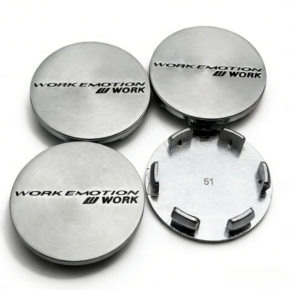4pcs W Work Emotion Logo Emblem Badge Car Wheel Center Caps 51MM Clip 46MM Rim Hubcaps Dust Cover Wheels Hub Cap Car Accessories