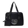 Handbag Portable Transparent Heart Pattern Large Capacity Nylon Material Soft Comfortable Shoulder