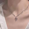 Náhrdelník Spice Girl s růžovými diamanty a láskou, dámský řetízek s diamantovým zdobením, sladký a stylový, všestranný, pro klíční kost, lehký, luxusní