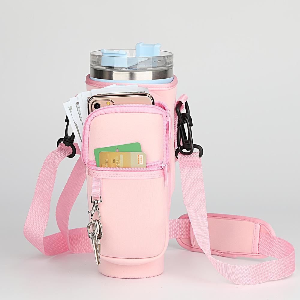 Water Bottle Carrier Bag for Stanley 40/30 oz Tumbler with Phone Pocket Strap Water Bottle Pouch for Stanley Cup Accessories