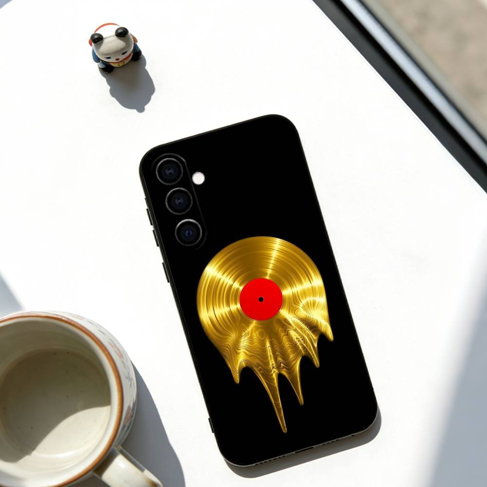 Retro Vinyl Phone Case For Samsung Galaxy A73,A72,A71,A70,A53,A52,A51,Soft Silicone Black Cover