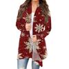Women's Fashion Christmas Print Jacket Long Sleeve Casual Cardigan Coat