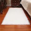 Large Rectangular White Plush Long-Pile Carpet for Living Room or Bedroom