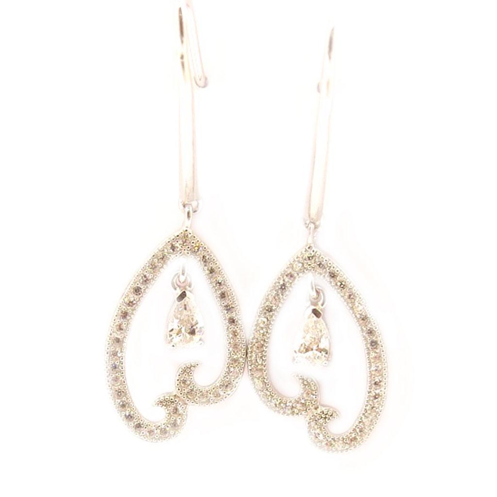 Les Trésors De Lily [L5033] - Silver Earrings 'Love' Silver White (rhodium-plated) - 40x12 Mm