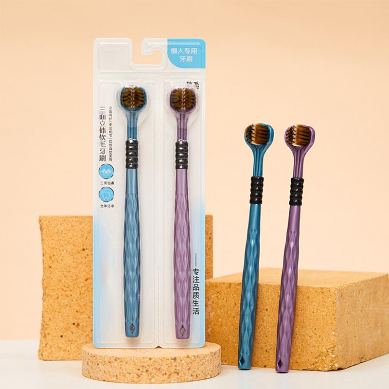 2pcs Three-Sided Toothbrush Adults Soft Bristles Tooth Brush V Shaped Teeth Whitening Brushes Household Oral Care Hygiene Tools