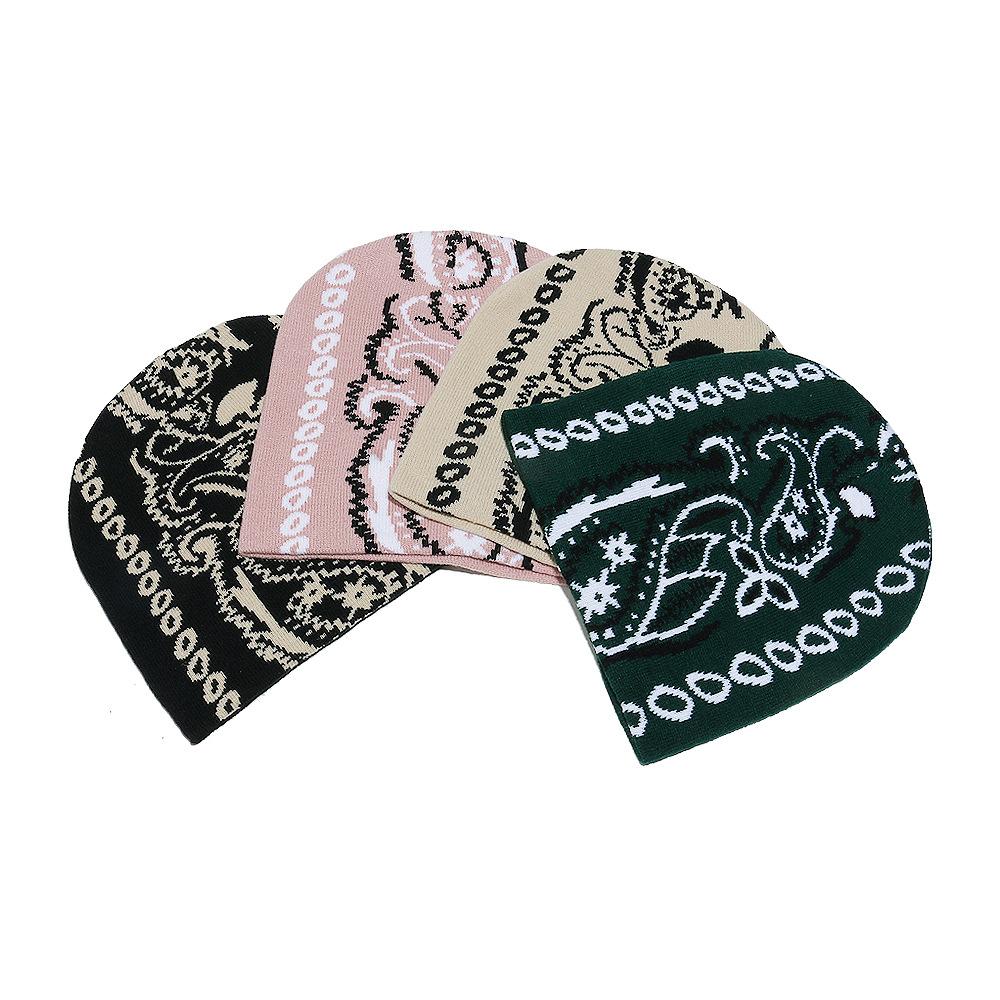 Fashion Versatile Retro Wool Hat Autumn and Winter Cold Warm Knitted Hat Jacquard Paisley Winter Hat
