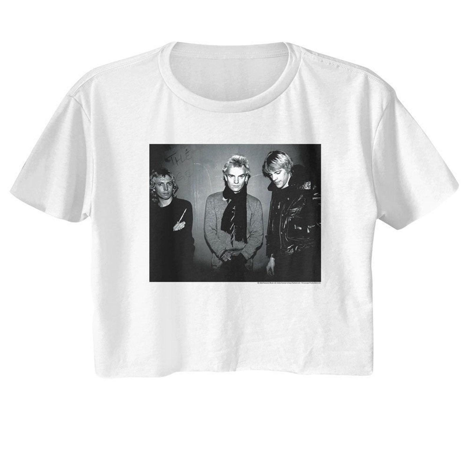 The Police BW Against Wall White Women s Festival Cali Crop T-Shirt L