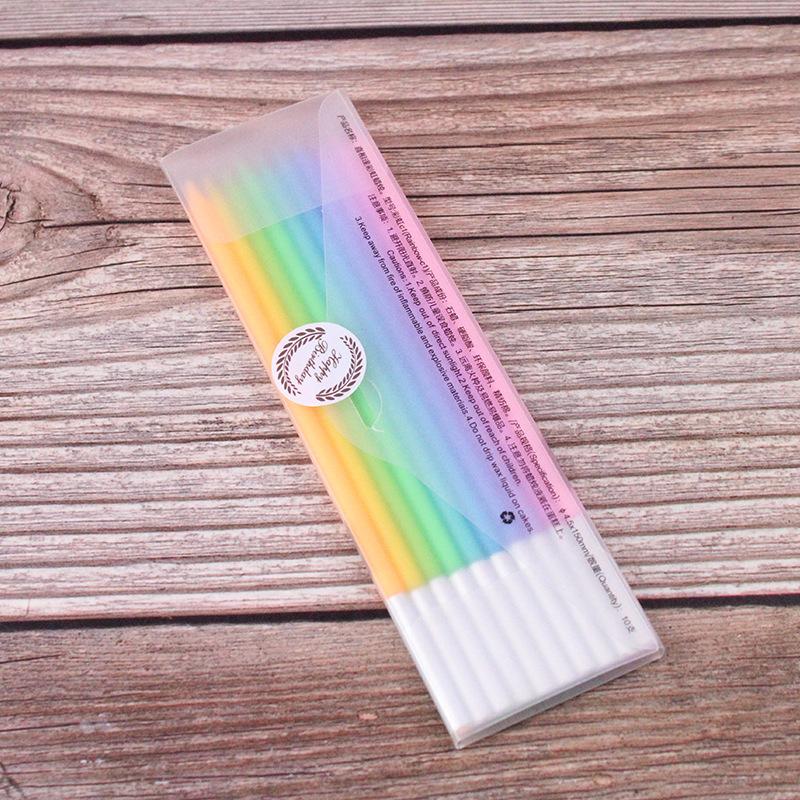 Boxed Rainbow Gradient Rainbow Candle Birthday Candle Creative Colored Pencil Slim Candle Cake Decoration