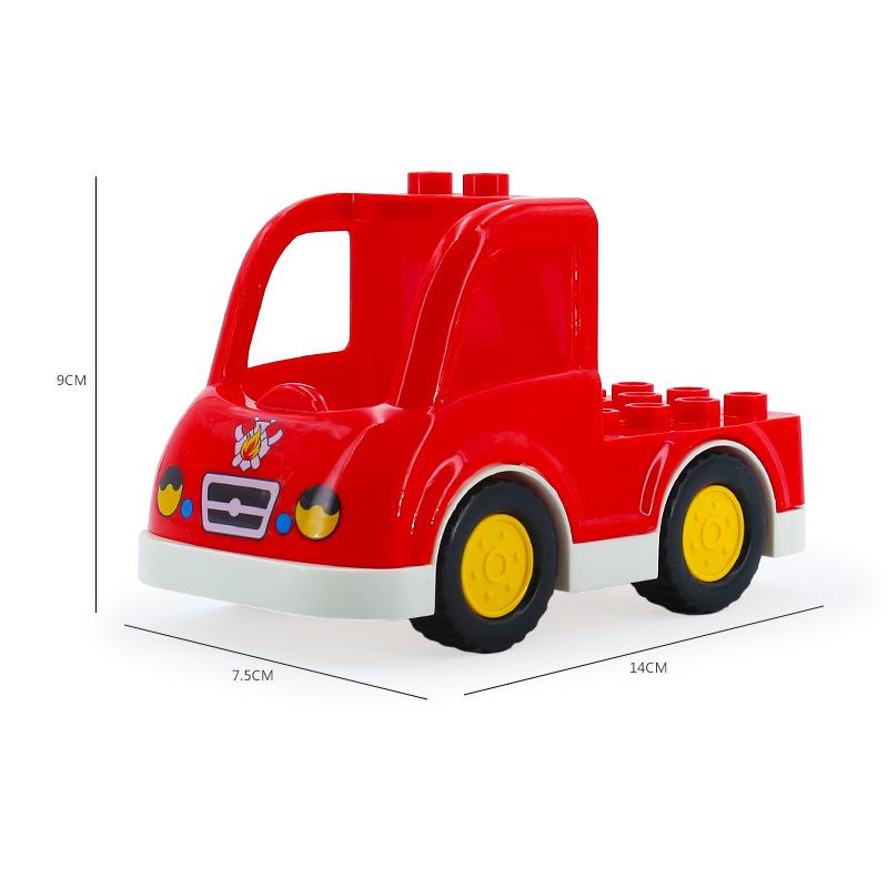 Compatible Large Particle Building Block Table with Cartoon Car, Bus, Airplane, and Sedan Accessories for Children