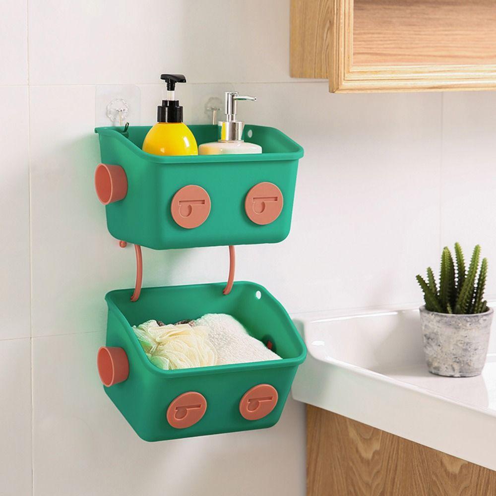Wall-mounted Bathroom Storage Rack Traceless Snack Storage Basket Bathroom Hanging Basket  Home Use