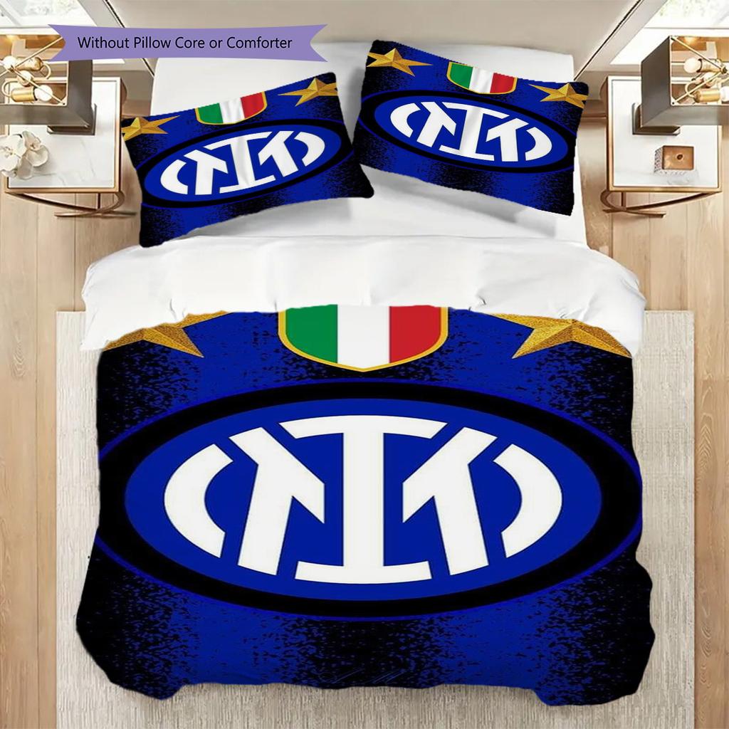 Biancheria da letto Colori Stelle Emblema Inter (1 * copripiumino + 2 * federa, senza nucleo) Copripiumino e federa 2D piatti, morbidi e confortevoli