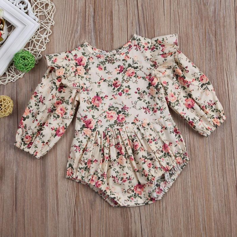 Toddler Baby Girl Romper Vintage Long Sleeve Neborn Girl Romper Jumpsuit Spring Autumn Baby Girl Clothing