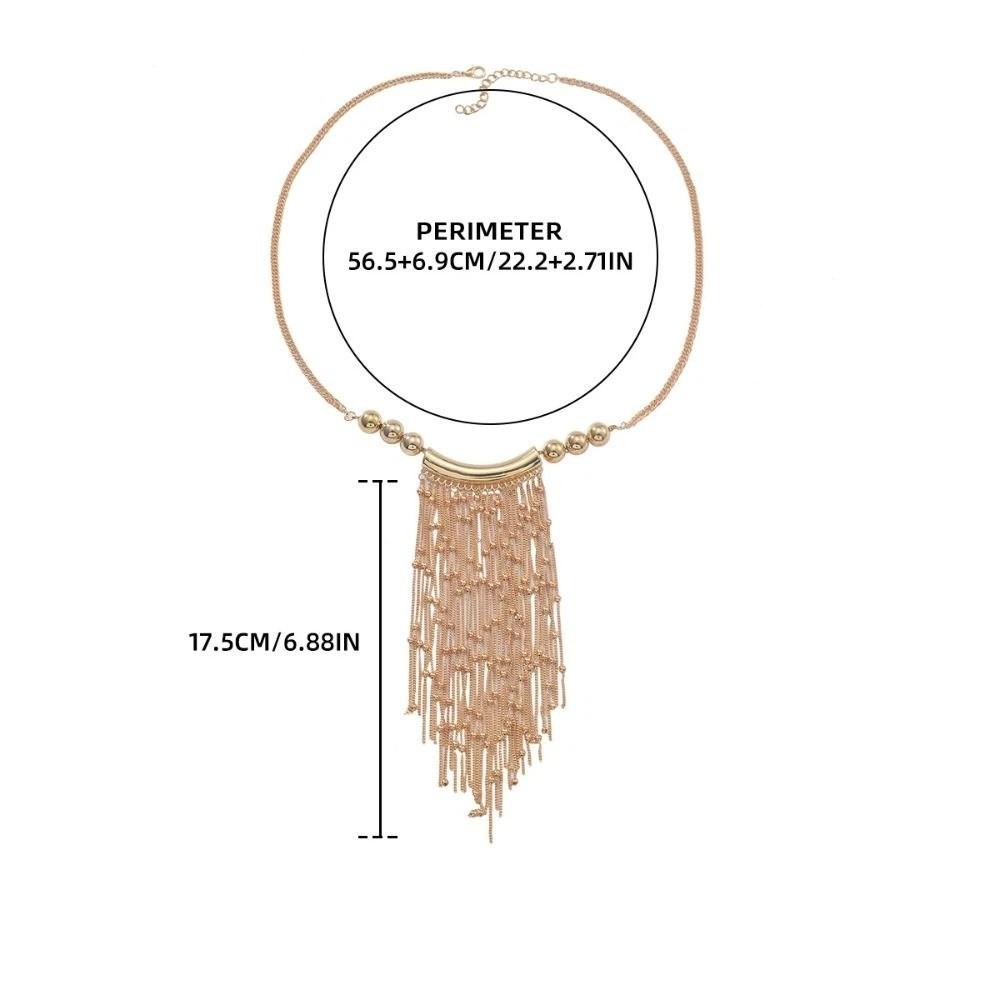 Multi-layer Long Sweater Chain Tassel Bead Bohemian Style Necklace Tassel Long Necklace  Party