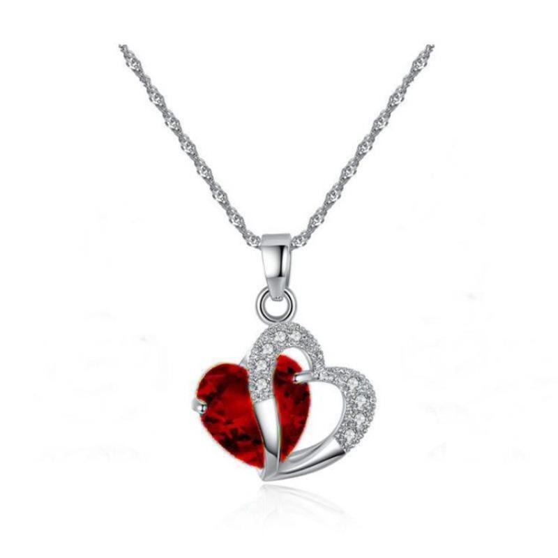 Accessories, Blue Purple Crystal Heart Collarbone Chain Fashion Two-Tone Necklace Summer Fresh Girl