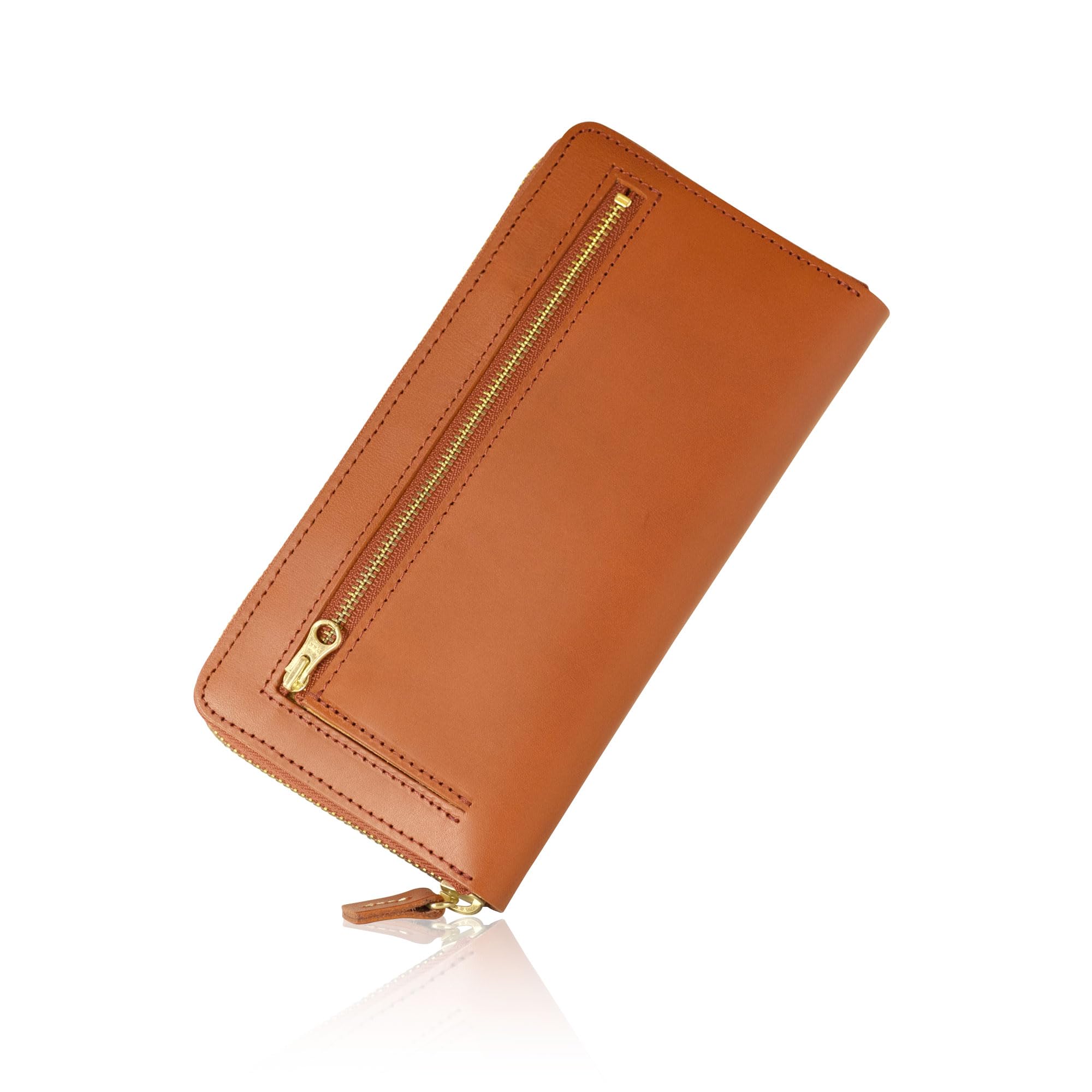 

artigianoworks Long Wallet for Men and Round Cowhide Himeji Made by Large Card Coin Women, Zipper, Leather, Leather, YKK, Capacity, Slots, Purse,
