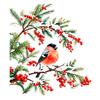 Winter Atmosphere Decor Bullfinch And Red Berries Static Glass Sticker, Watercolor Bird Decal, Window Decals Removable PVC Cling for Home Store