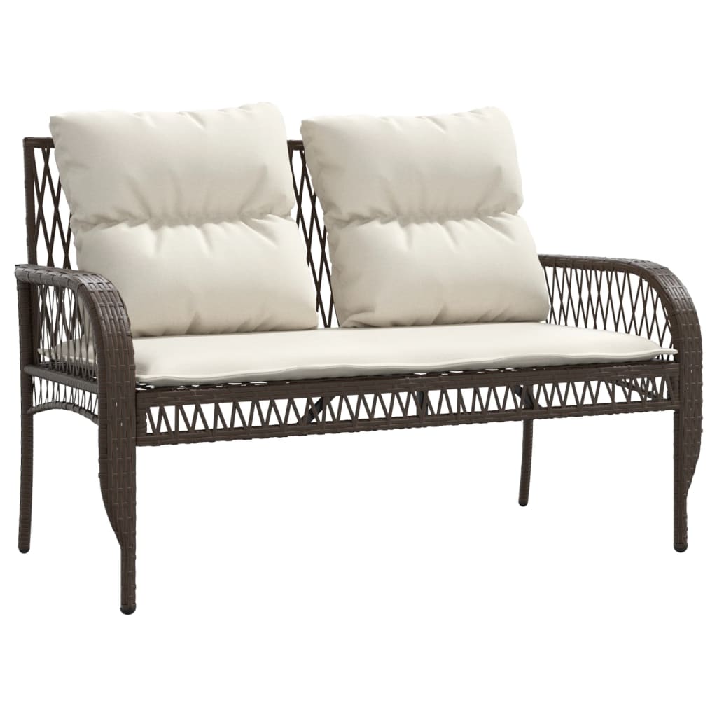 4 Piece Garden Sofa Set with Cushions Brown Poly Rattan