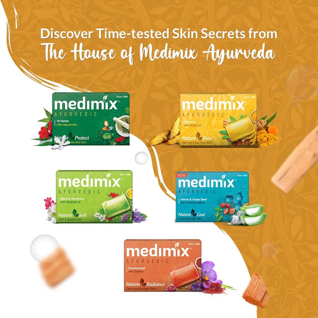 Medimix Ayurvedic Sandal Bathing Bar 125g X 5 Soap| Gentle Cleansing Soap With Sandal & Eladi Oil For Natural Glow, Even Tone & Vibrant Skin