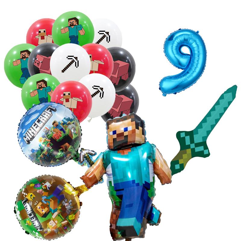 MC Pixel Games Birthday Party Decorations Tableware Cup Plate Napkin Tablecloth My World Balloon Party Favors Gifts Supplies