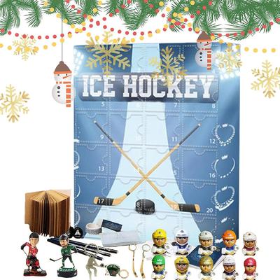Hockey Advent Calendar 2024 with 24 Little Doors Team Miniature Figures Keepsake Advent Calendar Home Classroom Office Decor
