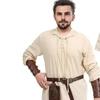 6 Pcs Men's Halloween Renaissance Costume Set Medieval Vest Shirt Ankle Banded Pants Viking Belt Armband Pouch