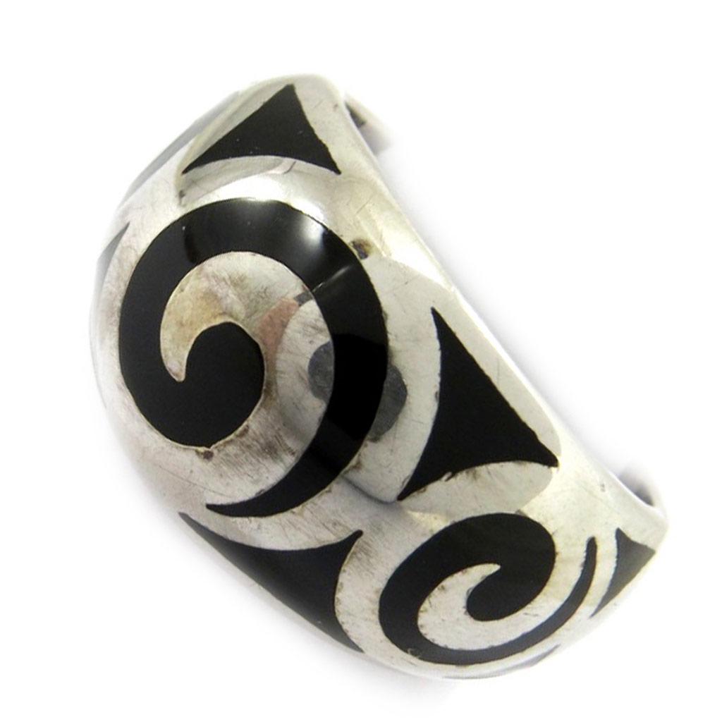 Silver Ring 'Labyrinth' Silver Onyx - 12 Mm