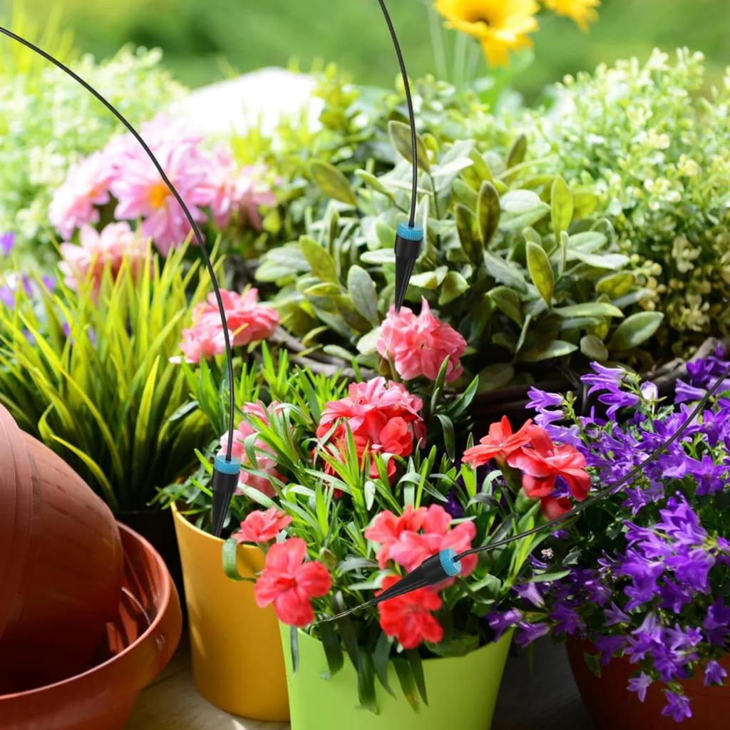 Garten Automatische Bewässerungsvorrichtung, Gartenarbeit Bewässerungssystem, Tropf-Versickerungsvorrichtung mit 10 Tropferkopf-Kit für Gewächshaus