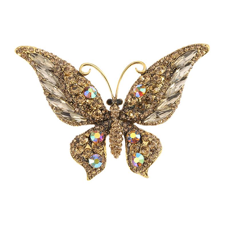 Colorful Rhinestone Butterfly Brooch Pin - Crystal Insect Shoe Decoration