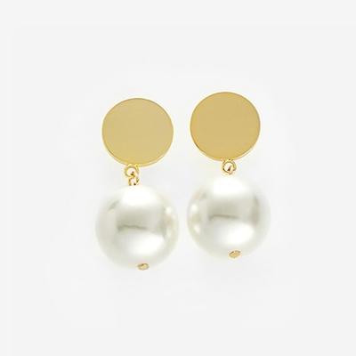 Earrings, Chain, Simple Ball, Unbalanced, Point Pendant