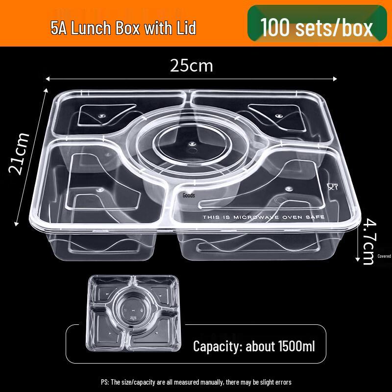 ZISIZ 5-Compartment Disposable Meal Box