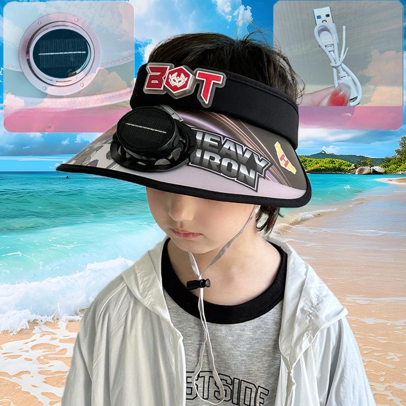 

Солнечная шляпа-вентилятор Детская шляпа от солнца для защиты от солнца Летняя УФ-шляпа-цилиндр Небесная шляпа от солнца