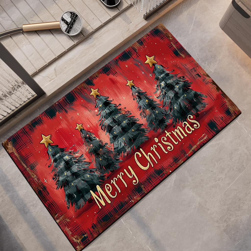 Christmas Truck Print Bathroom Foot Mats Super Absorbent Bath Mat Non Slip Quick Dry Shower Pad Toilet Carpet Doormat Washable