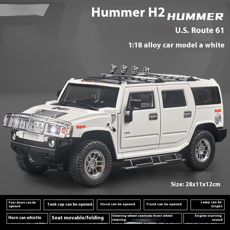 Simulácia 1:18 Hummer H2 Alloy Terénne vozidlo Kovový model odlievaný pod tlakom Domáce Ozdoby v interiéri Zvuk a svetlo Stiahnutie Detského Toy Boy Darček k narodeninám