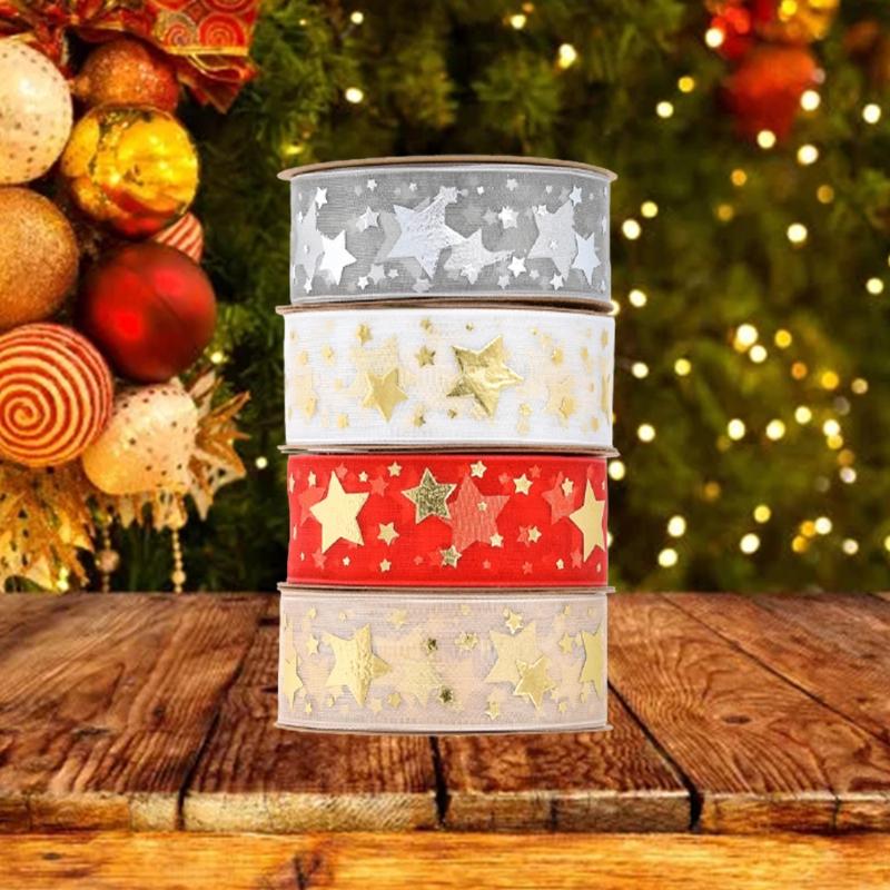 Ribbon Printing Stars Ribbon For Christmas Wedding Decoration Cake Ribbon Gift Wrapping DIY Sewing Handmand Art Craft