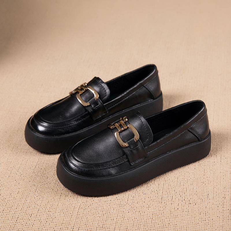 

Женские лоферы из коровьей кожи первого слоя, новые весенне-осенние, резиновая плоская подошва, на одном педале, мягкая подошва, мягкая поверхность, кожаные женские туфли 35