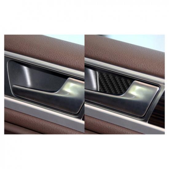 Carbon Fiber Car Inner Door Handle Bowl Stick Decor For VW Touareg 2011-2018
