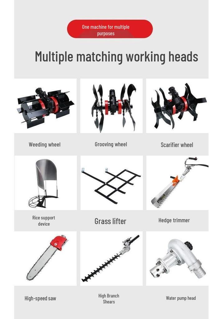 High-Power Four-Stroke Backpack Grass Trimmer & Side-Mounted Agricultural Weeder