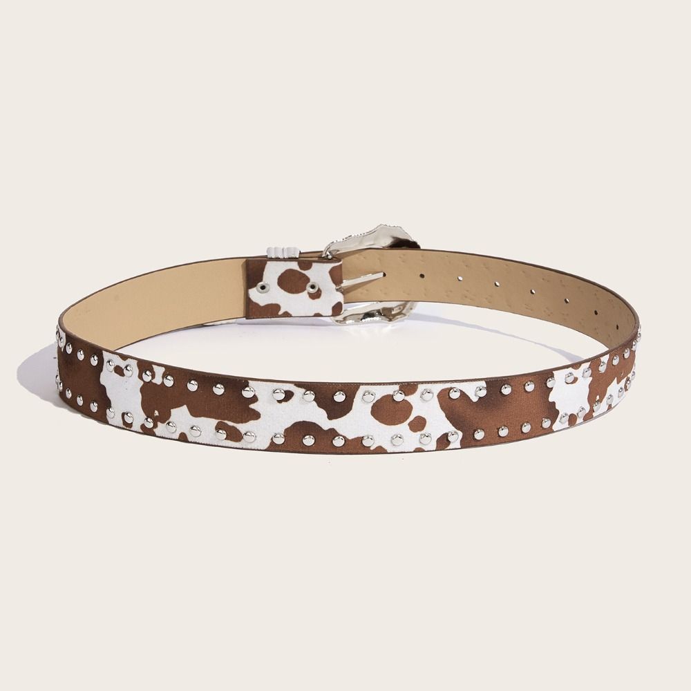 Vintage Leopard Print Belt Gothic Y2k Waist Belt Personality Rivet Waist Belt Jeans Decoration