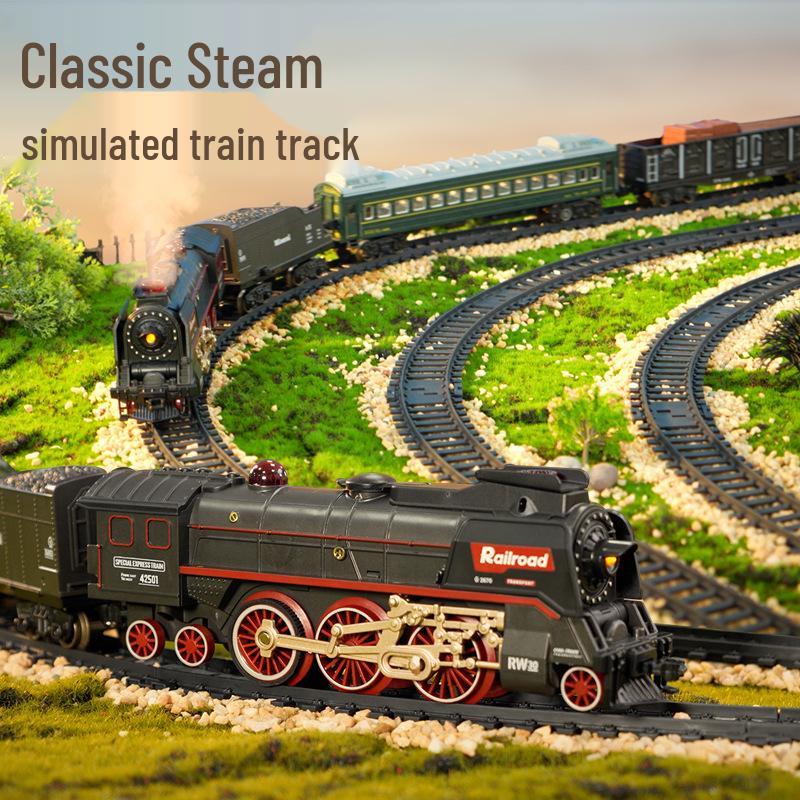 Boy's Green Retro Steam Train EMU Model - Cross-Border Remote Control Educational Toy