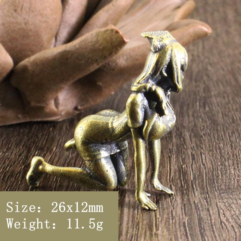 Brass Kneeling Lady miniature Sculpture Desktop Decor Ornaments for Office Home Sensual Girl Figurine Artwork Collectible Gift