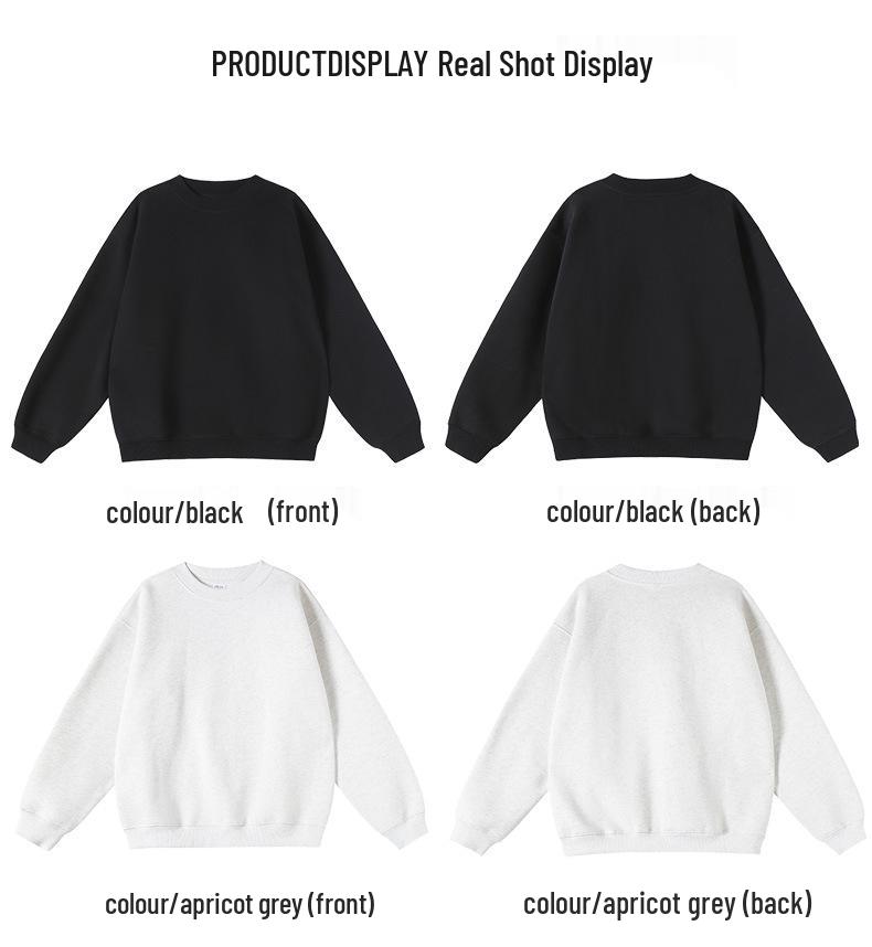 2025 Women's Solid Color Round Neck Sweatshirt - Basic Style, Trendy Brand, Loose Fit, Casual Fleece, Long Sleeve, Hoodless Top
