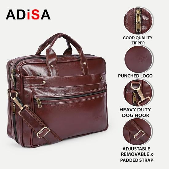 ADISA Laptop Messenger Office Bag Briefcase for Work for Men (LB6051-BRO)